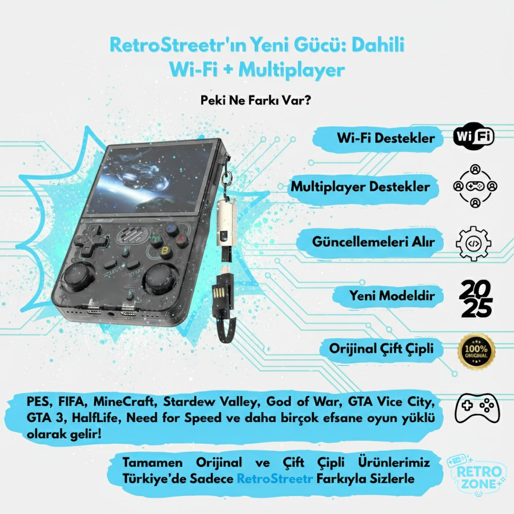 RetroZone™ Taşınabilir Retro Oyun Konsolu 20.000+ Oyun Seçeneğiyle
